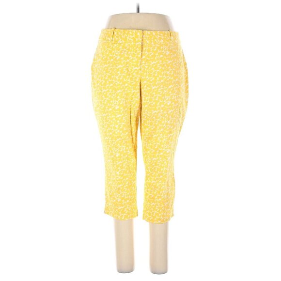 Talbots Curvy Chino Pant Yellow White Geometric 18WP - Picture 1 of 11
